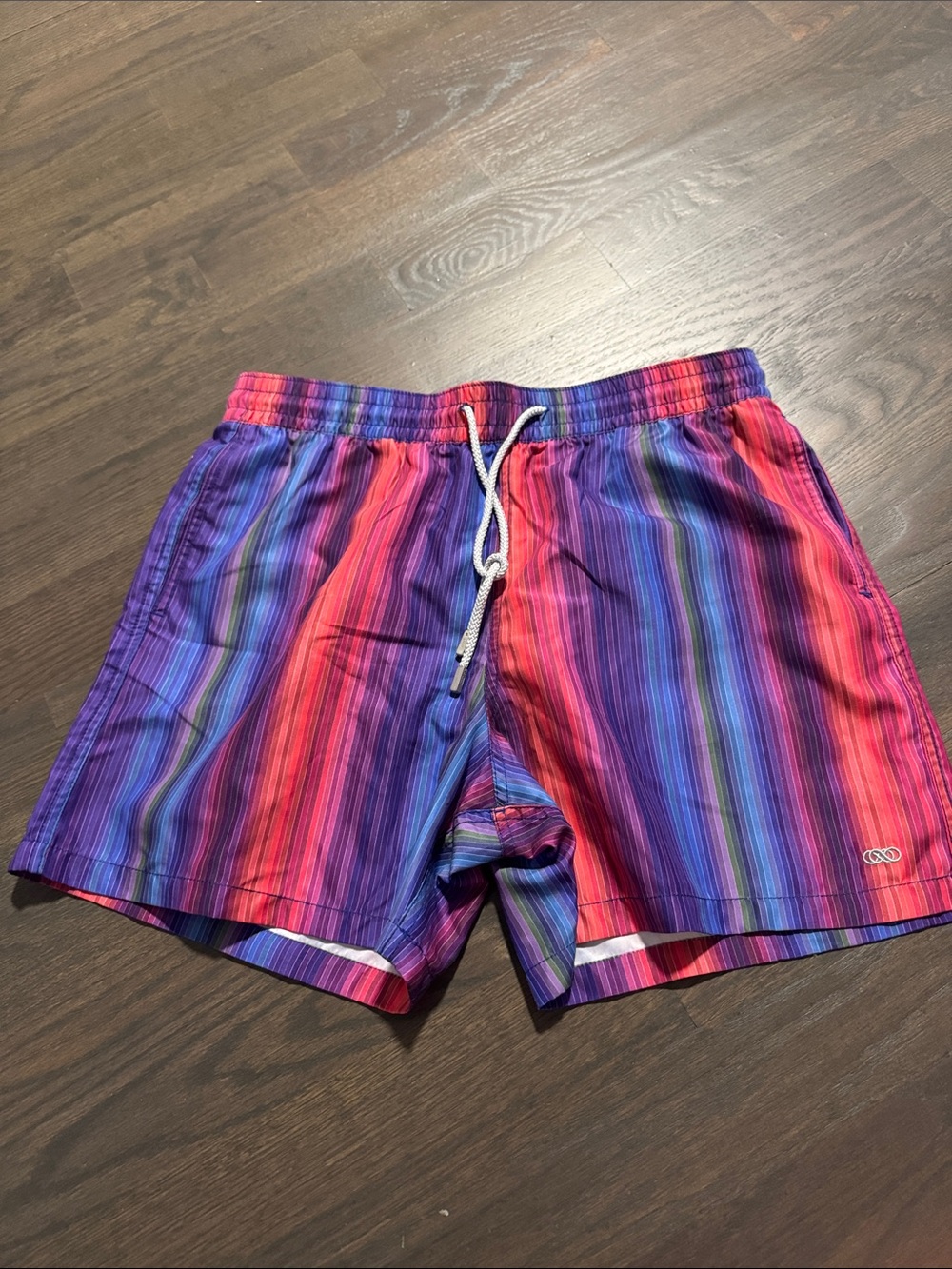 Le Club Men's Red & Purple Striped Swim Shorts
